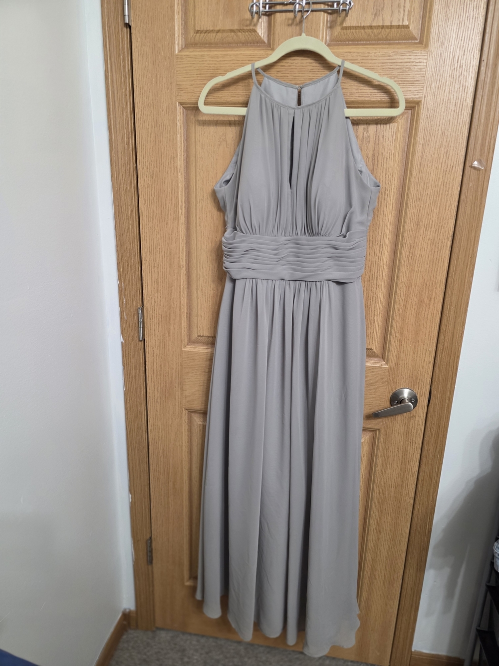 Azazie Gray Halter Chiffon Maxi Dress